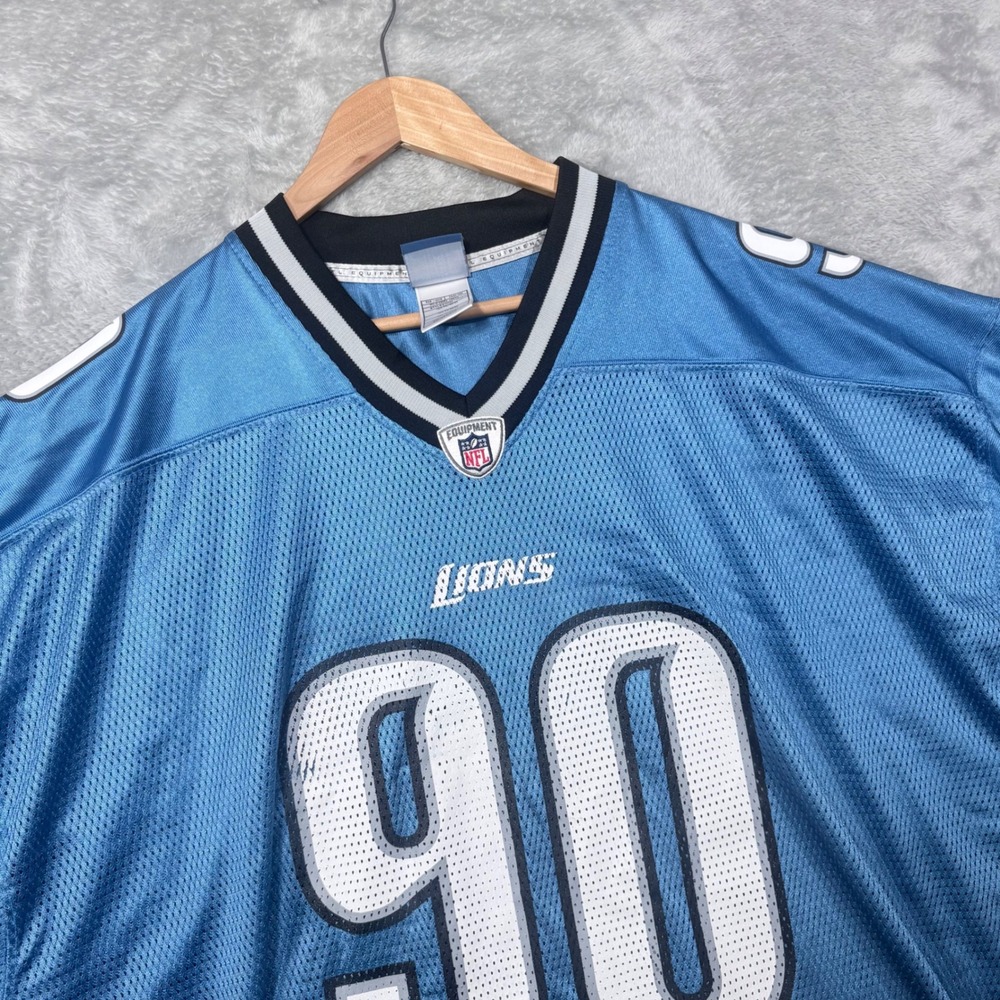 Reebok Detroit Lions Jersey Mens 2XL Blue Ndamukong Suh 90 NFL Equipment Mesh